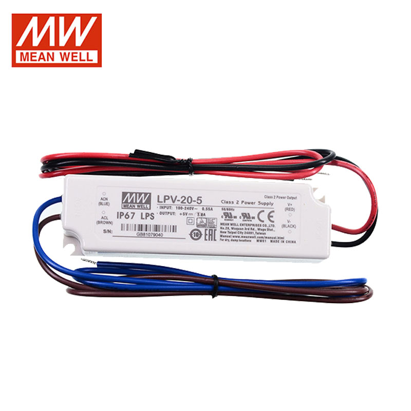 LPV-20-5 20W 5V Meanwell Waterproof Power Supply